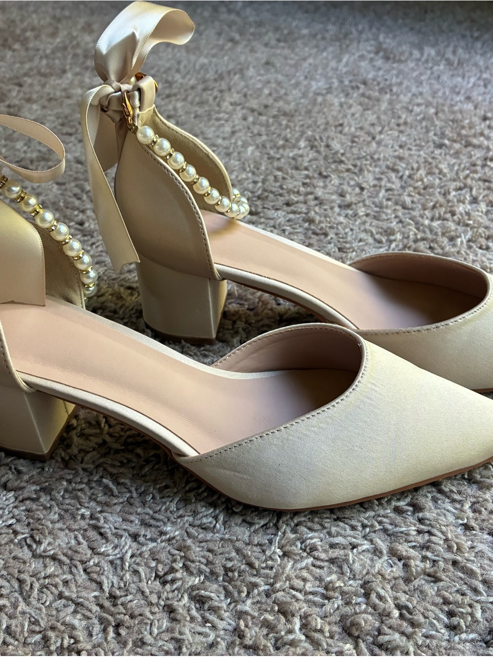 Azazie Matte Champagne Heels
